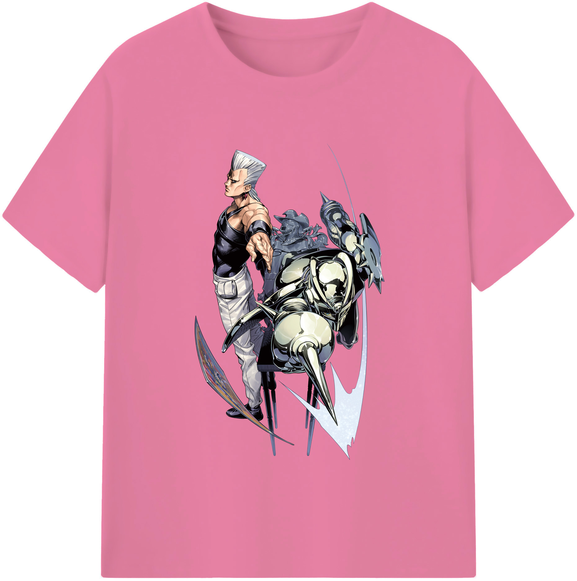 （画像用） ジョジョの奇妙な冒険 ジャン＝ピエール?ポルナレフ JoJo's Bizarre Adventure Jan Pierre Polnareff 綿100％半袖Tシャツ（フロントプリント）
